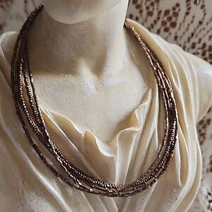 Vintage Copper Tone 4 Strand Choker Style Necklace
